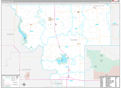Kiowa County, OK Wall Map Premium Style 2026
