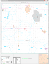 Labette County, KS Wall Map Premium Style 2024