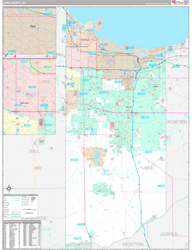 Lake County, IN Wall Map Premium Style 2024