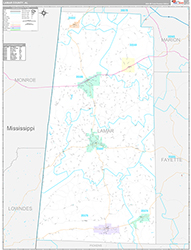 Lamar County Wall Map Premium Style 2026