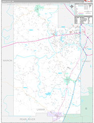 Lamar County Wall Map Premium Style 2026