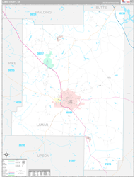 Lamar County, GA Wall Map Premium Style 2024