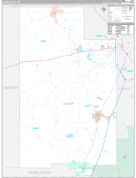 Lamar County, MS Wall Map Premium Style 2024
