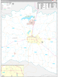 Lamar County, TX Wall Map Premium Style 2024