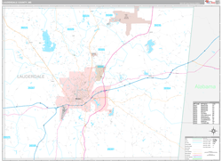 Lauderdale County, MS Wall Map Premium Style 2024