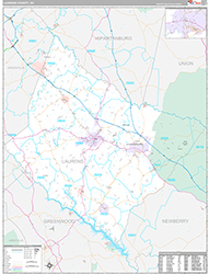 Laurens County Wall Map Premium Style 2026