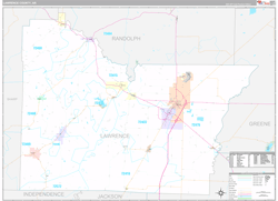 Lawrence County, AR Wall Map Premium Style 2024