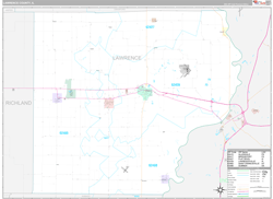 Lawrence County, IL Wall Map Premium Style 2024