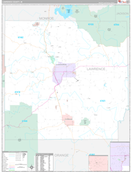 Lawrence County, IN Wall Map Premium Style 2024