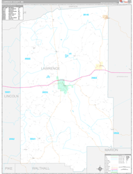 Lawrence County, MS Wall Map Premium Style 2024