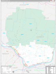Lawrence County, OH Wall Map Premium Style 2024