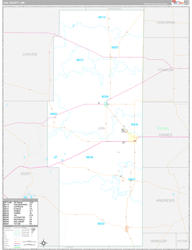 Lea County, NM Wall Map Premium Style 2024