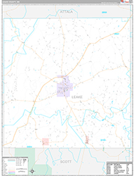 Leake County Wall Map Premium Style 2026