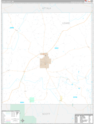 Leake County, MS Wall Map Premium Style 2024