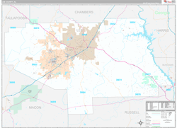 Lee County, AL Wall Map Premium Style 2024
