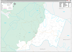 Lee County, KY Wall Map Premium Style 2026