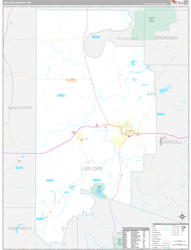 Leflore County, MS Wall Map Premium Style 2024