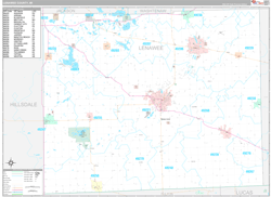 Lenawee County, MI Wall Map Premium Style 2024
