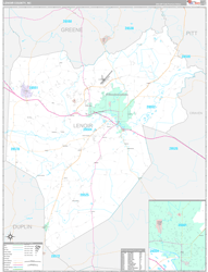 Lenoir County, NC Wall Map Premium Style 2024
