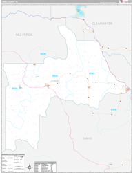 Lewis County, ID Wall Map Premium Style 2024