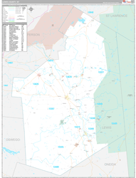 Lewis County, NY Wall Map Premium Style 2024