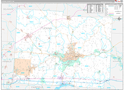Licking County Wall Map Premium Style 2026