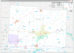 Licking County, OH Wall Map Premium Style 2024