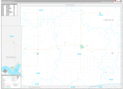 Lincoln County, KS Wall Map Premium Style 2024