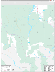 Lincoln County, MT Wall Map Premium Style 2023