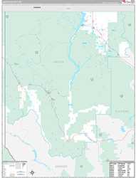 Lincoln County, MT Wall Map Premium Style 2026