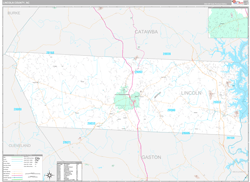 Lincoln County, NC Wall Map Premium Style 2024