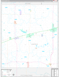 Lincoln County, OK Wall Map Premium Style 2024