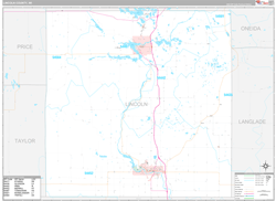 Lincoln County, WI Wall Map Premium Style 2024