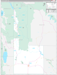 Lincoln County, WY Wall Map Premium Style 2024