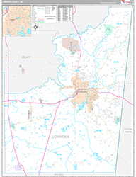Lowndes County Wall Map Premium Style 2026