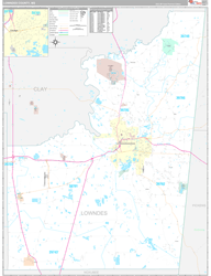 Lowndes County, MS Wall Map Premium Style 2024