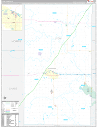 Lyon County, KS Wall Map Premium Style 2024