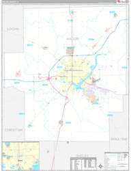 Macon County, IL Wall Map Premium Style 2024