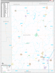 Macoupin County, IL Wall Map Premium Style 2024