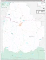 Madison County, AR Wall Map Premium Style 2024