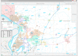 Madison County, IL Wall Map Premium Style 2024