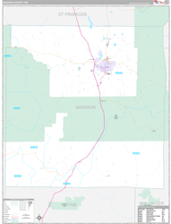 Madison County, MO Wall Map Premium Style 2024