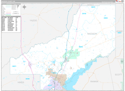 Madison County, MS Wall Map Premium Style 2024