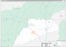 Madison County, NC Wall Map Premium Style 2024