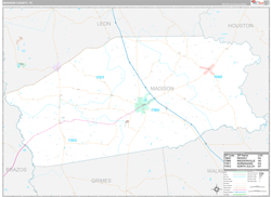 Madison County, TX Wall Map Premium Style 2024