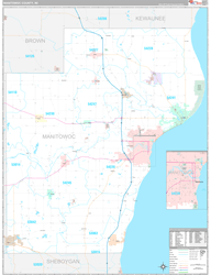 Manitowoc County, WI Wall Map Premium Style 2024