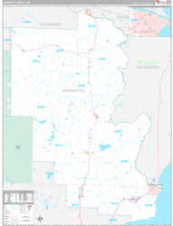 Marinette County, WI Wall Map Premium Style 2024