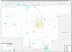 Marion County, OH Wall Map Premium Style 2024