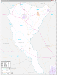 Marion County, SC Wall Map Premium Style 2024