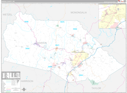 Marion County, WV Wall Map Premium Style 2024